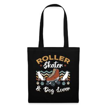 Patinage à roulettes Patineur à roulettes et amoureux des chiens - Sac en tissu - noir - Devant