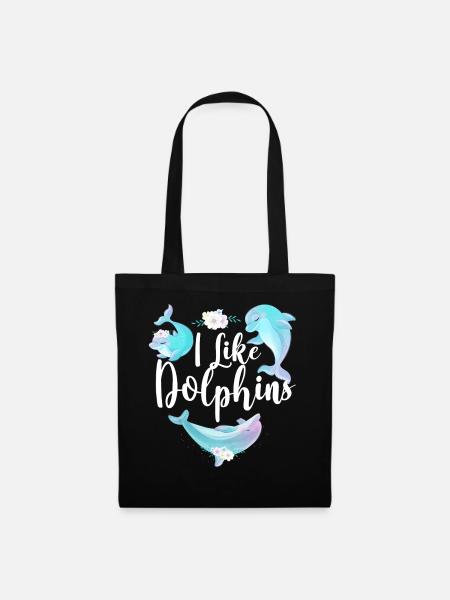 Dolphin I Like Dolphins - Stoffbeutel - Schwarz