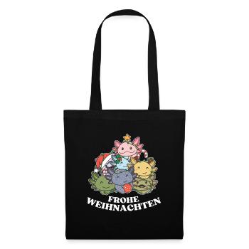 Frohe Weihnachten Axolotl Heiligabend Axolotls - Stoffbeutel - Schwarz - Vorne