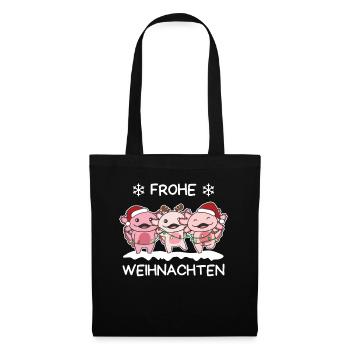 Frohe Weihnachten Axolotl Heiligabend Axolotls - Stoffbeutel - Schwarz - Vorne