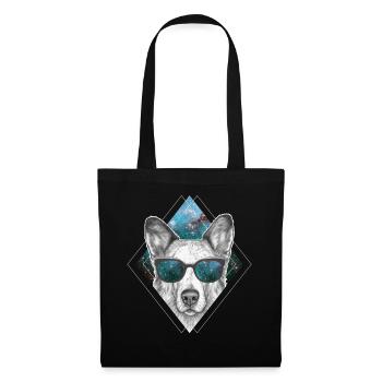 German Shepherd Galaxy Glasses Astronomy Dog Space - Stoffbeutel - Schwarz - Vorne