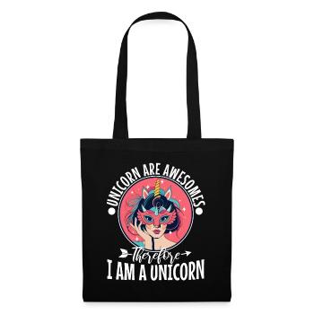 Unicorns are awesome therefore i am a unicorn - Stoffbeutel - Schwarz - Vorne
