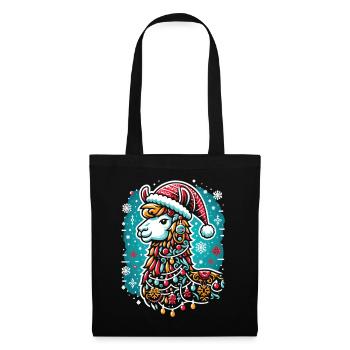 Lama festif : la magie de Noël - Sac en tissu - noir - Devant