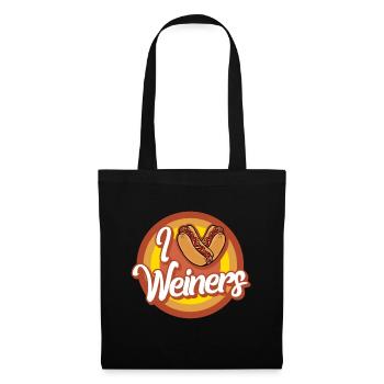 Hotdog Shirt, I Love Weiners Heart Hotdogs Cute - Tote Bag - black - Front