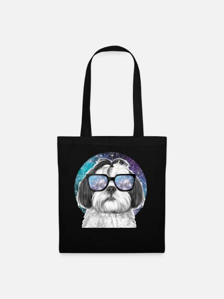 Shih Tzu In Galaxy Glasses Puppy Astronomy Space D - Stoffbeutel - Schwarz