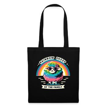 Mouton arc-en-ciel de la famille Pride Gay Pride Lgbt - Sac en tissu - noir - Devant