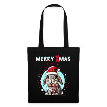 Cute bunny with santa hat celebrating Xmas - Tote Bag - black - Front