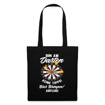 Bin Am Darten Dart Dartspieler - Stoffbeutel - Schwarz - Vorne
