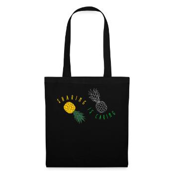 Pineapple Shirt, Sharing Is Caring Upside Down - Tote Bag - black - Front