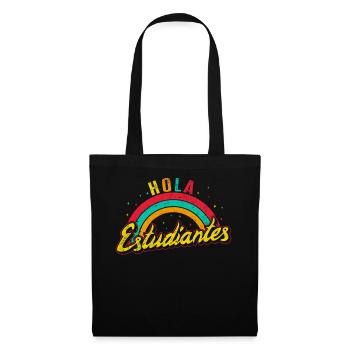 Teacher Shirt, Hola Estudiantes Rainbow Tee, Back - Tote Bag - black - Front