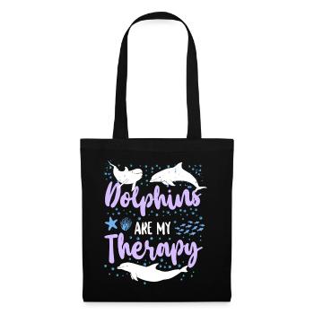 Dolphin Dolphins Are My Therapy - Stoffbeutel - Schwarz - Vorne