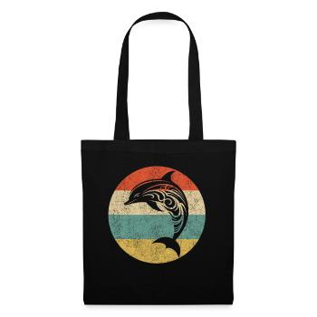 Retro Vintage Dolphin - Tote Bag - black - Front