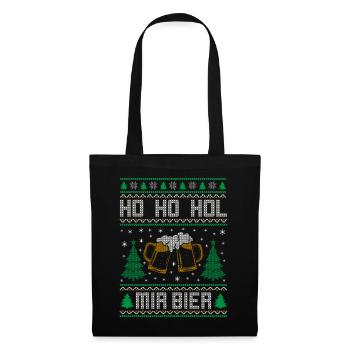HO HO HOL MIR BIER | Ugly Christmas Weihnachten - Stoffbeutel - Schwarz - Vorne