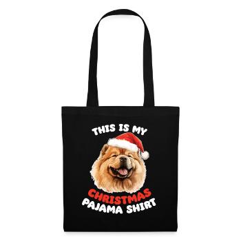 Chow Chow Weihnachts Schlafanzug Hunde - Stoffbeutel - Schwarz - Vorne
