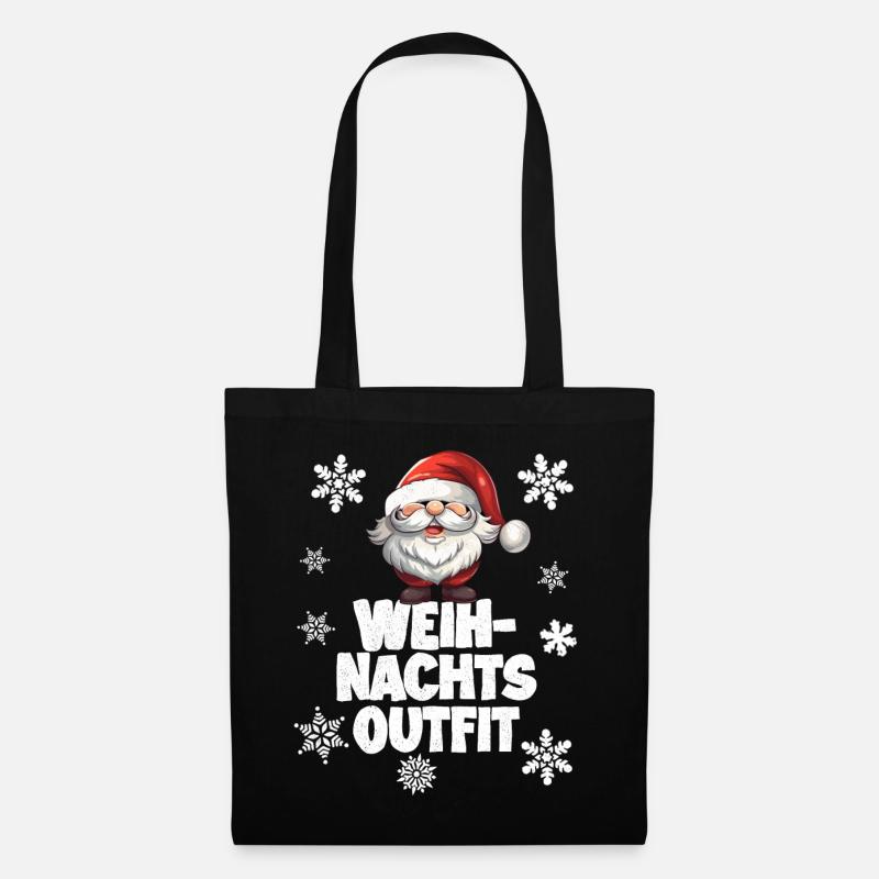 Weihnachtsoutfit mit Weihnachtsmann - Stoffbeutel - Schwarz