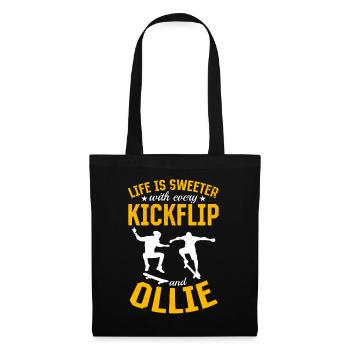 Skateboard - Life Is Sweeter With Every Kickflip A - Tote Bag - black - Front
