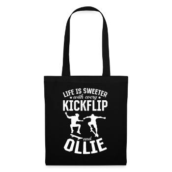 La vie est plus douce à chaque kickflip et Ollie Skat - Sac en tissu - noir - Devant