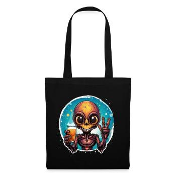 Alien boit une bière et se réjouit. - Sac en tissu - noir - Devant