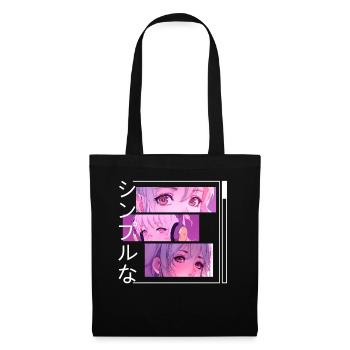 Kawaii Lofi Retro Otaku Soft Girl Aesthetic Anime - Stoffbeutel - Schwarz - Vorne