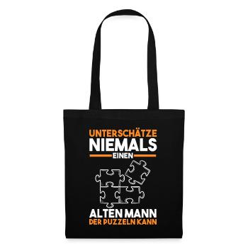 Puzzlefan Puzzler Puzzleteile Puzzle - Stoffbeutel - Schwarz - Vorne