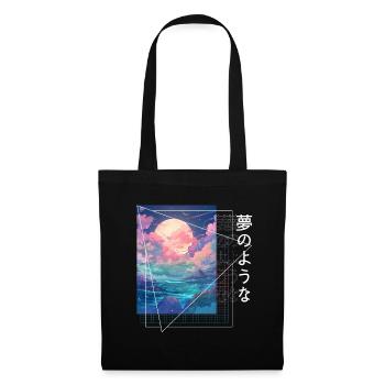 Lofi Anime Aesthetic Japan Fantasy Nature Moon And - Stoffbeutel - Schwarz - Vorne