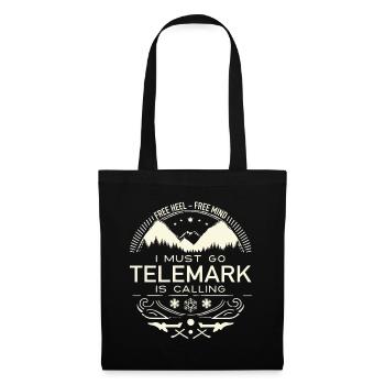 Telemark Ski Touring Skis Heel Free Freeheel Vintage - Tote Bag - black - Front