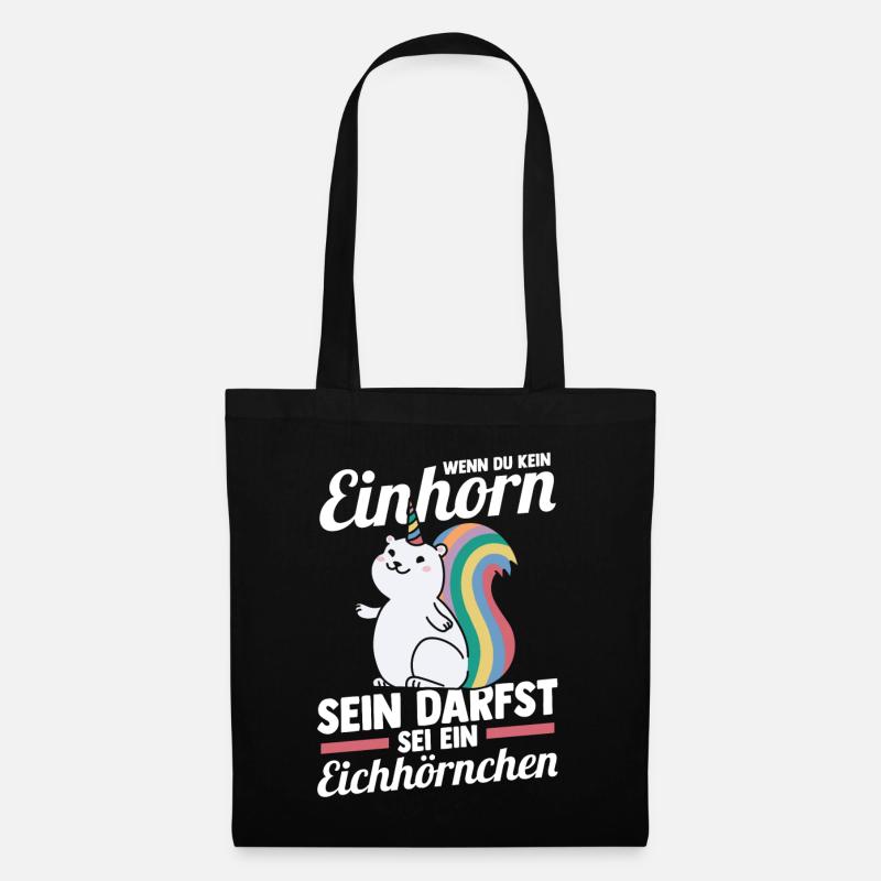 Einhorn Eichhörnchen - Stoffbeutel - Schwarz