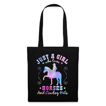 Horse Love - charme Western élégant - Sac en tissu - noir - Devant