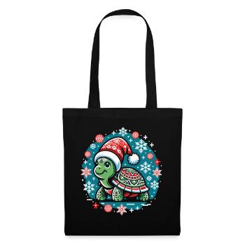 Turtle in Winter Wonderland: Snowflake Dance - Tote Bag - black - Front