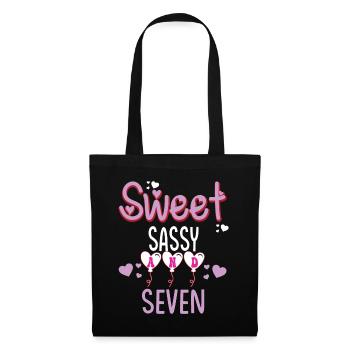 Kinder Happy 7th Birthday Sweet Sassy und Seven Gi - Stoffbeutel - Schwarz - Vorne