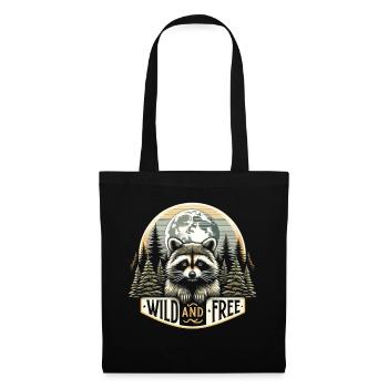 La liberté de la forêt : raton laveur sous la lune - Sac en tissu - noir - Devant