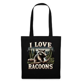 Nature-Loving Raccoon: Forest and Love - Tote Bag - black - Front