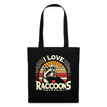 Nostalgic raccoon: "I love Racoons" - Tote Bag - black - Front