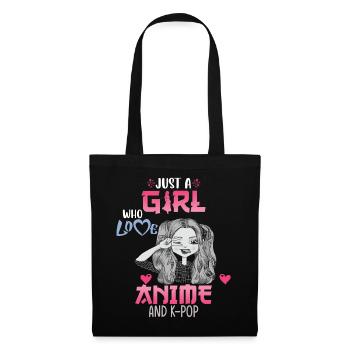 Just A Girl Who Loves Anime And K-Pop African Amer - Stoffbeutel - Schwarz - Vorne