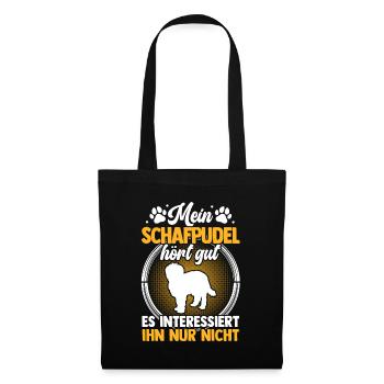 Mein Schafpudel hört gut Hütepudel - Stoffbeutel - Schwarz - Vorne