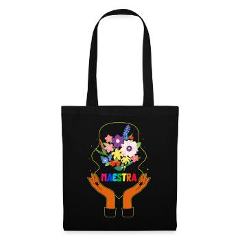 Teacher Shirt, Maestra Floral Tee, Proud Spanish - Tote Bag - black - Front