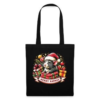 Merry Rat - Joyeux Noël - Sac en tissu - noir - Devant