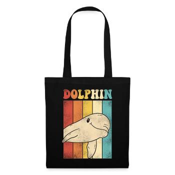 Dolphin Retro Vintage Dolphin - Stoffbeutel - Schwarz - Vorne