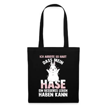 Einhorn Kaninchen Hase - Stoffbeutel - Schwarz - Vorne
