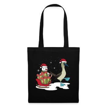 Blaufußtölpel Schneemann Weihnachten - Stoffbeutel - Schwarz - Vorne