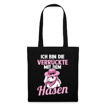 Kaninchen Hase - Stoffbeutel - Schwarz - Vorne