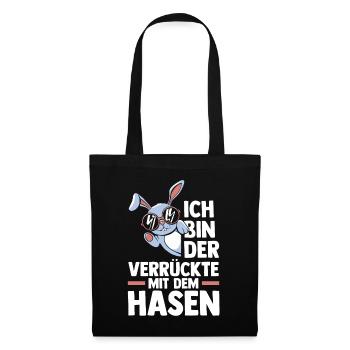 Kaninchen Hase - Stoffbeutel - Schwarz - Vorne