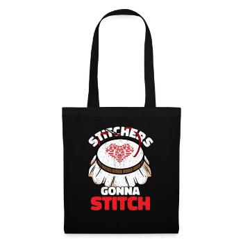 Sticker gehen zum Stitchen - Weihnachts- und Geburtstagsgeschenk - Stoffbeutel - Schwarz - Vorne