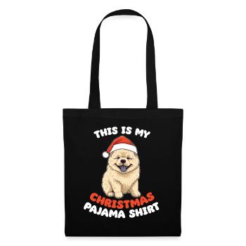 Chow Chow Weihnachts Schlafanzug Hunde - Stoffbeutel - Schwarz - Vorne