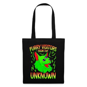 Chat Alien, OVNI, UAP, Espace, Objet volant de l’espace - Sac en tissu - noir - Devant