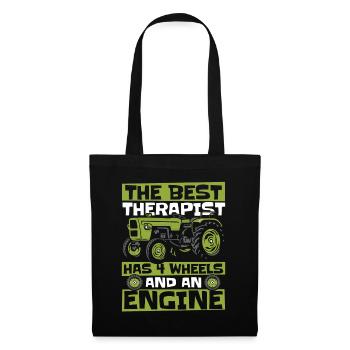 The Best Therapist Has 4 Wheels Bauer Biobauer - Stoffbeutel - Schwarz - Vorne