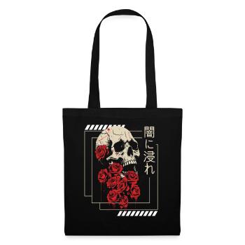 Skull Grunge Aesthetic Roses Japanese Gothic Soft - Stoffbeutel - Schwarz - Vorne