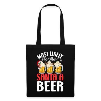Le plus susceptible d’offrir au Père Noël une bière amusante à boire - Sac en tissu - noir - Devant