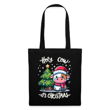 Cute cow celebrates Christmas with gifts - Tote Bag - black - Front