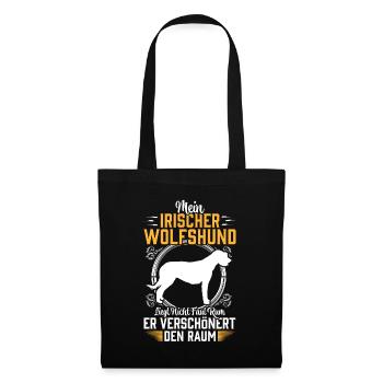 Irischer Wolfshund ist nicht faul Windhund - Stoffbeutel - Schwarz - Vorne